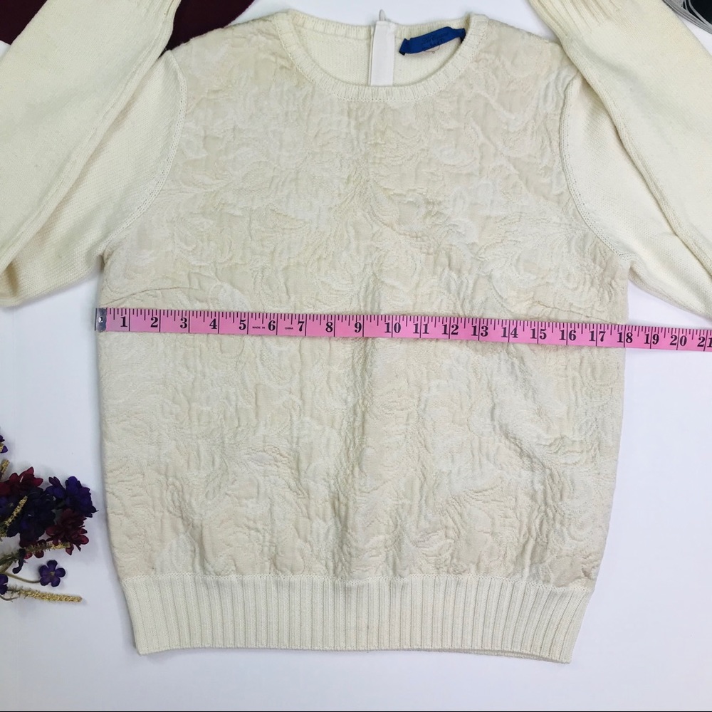[Les Copains] 100% Wool Cream Sweater Size Small - Picture 7 of 8